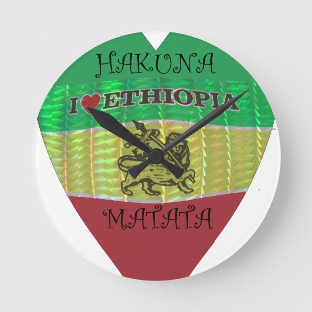 Hakuna Matata I love Ethiopia Colours.png Round Clock (Front)