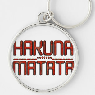 Hakuna Matata in Red With Stars Techno Keychain