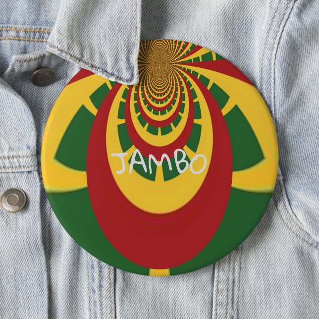 Hakuna Matata Jamaica Rasta Colours fashion 6 Inch Round Button (In Situ)