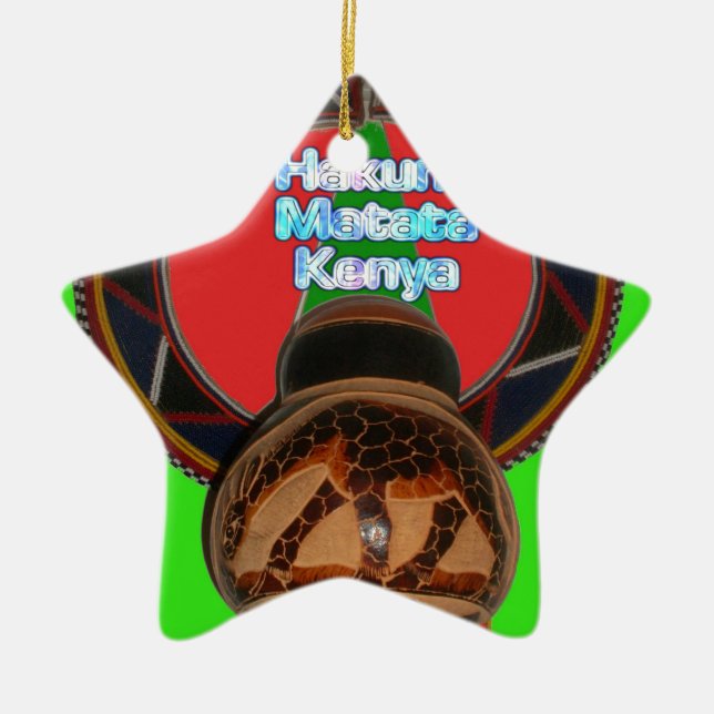 Hakuna Matata Kenya Art Print Ceramic Ornament (Front)