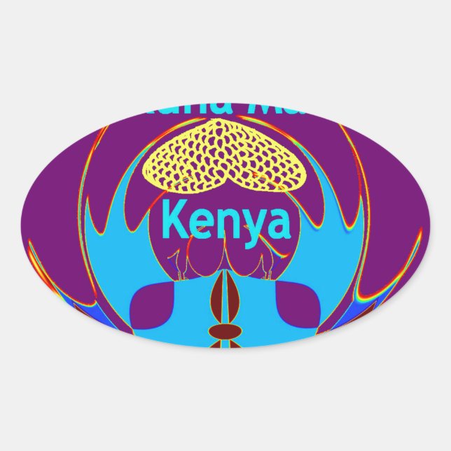  "Hakuna Matata Kenya" Butterfly Art Print/Graphic Oval Sticker (Front)