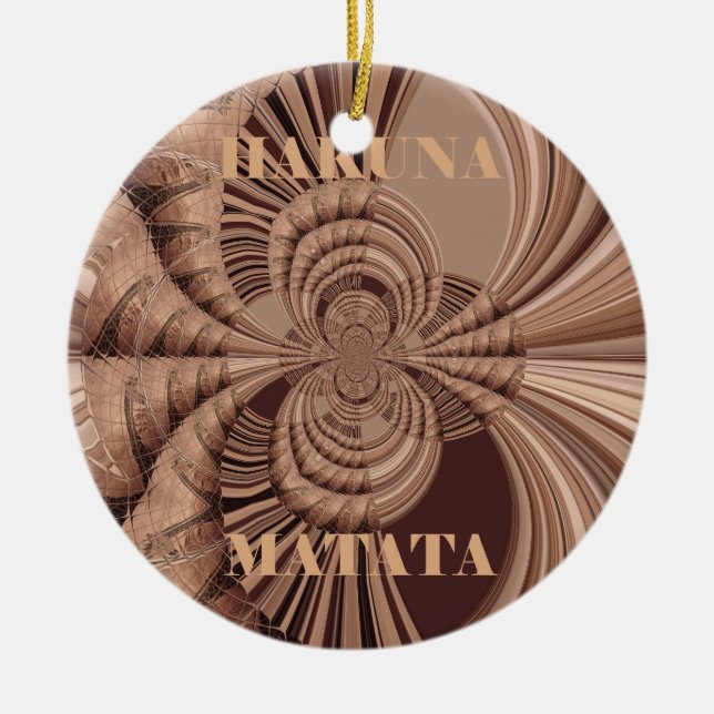 Hakuna Matata Kenya Giraffe Safari  Woven Sourveni Ceramic Ornament (Front)
