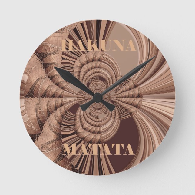 Hakuna Matata Kenya Giraffe Safari  Woven Sourveni Round Clock (Front)
