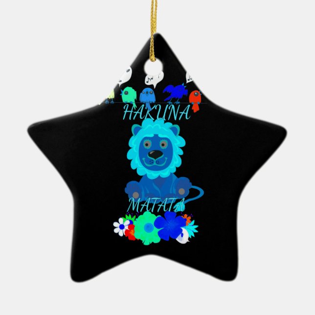 Hakuna Matata Lion Art Print Ceramic Ornament (Front)