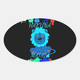 Hakuna Matata Lion Art Print Oval Sticker