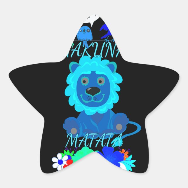 Hakuna Matata Lion Art Print Star Sticker (Front)