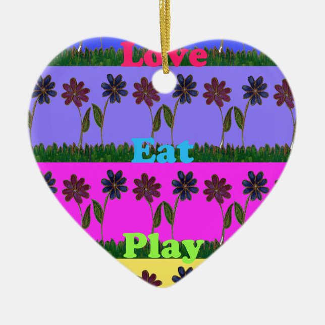 Hakuna Matata Love Eat Play.png Ceramic Ornament (Front)