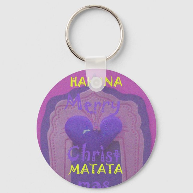 Hakuna Matata Merry Christmas Love  Design. Keychain (Front)