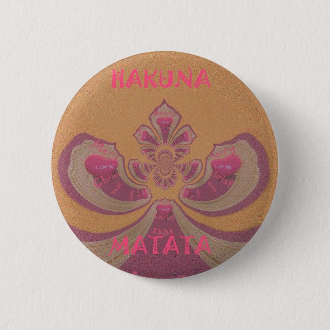 Hakuna Matata Merry Christmas lovely hearts design 2 Inch Round Button (Front)