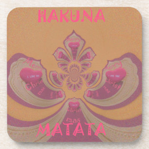 Hakuna Matata Merry Christmas lovely hearts design Coaster