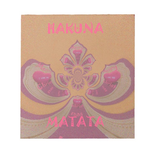 Hakuna Matata Merry Christmas lovely hearts design Notepad (Front)