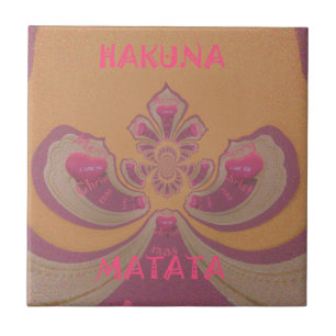 Hakuna Matata Merry Christmas lovely hearts design Tile