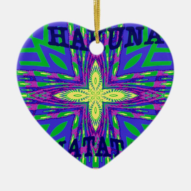 Hakuna matata Mombasa Kanga Ceramic Ornament (Front)