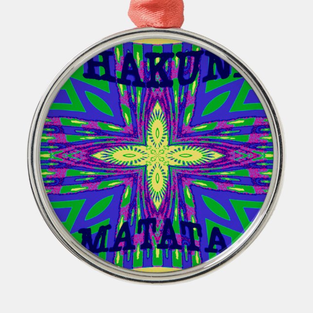 Hakuna matata Mombasa Kanga Metal Ornament (Front)