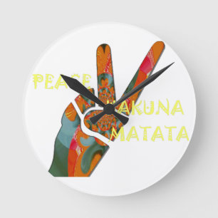 Hakuna Matata Peace Round Clock