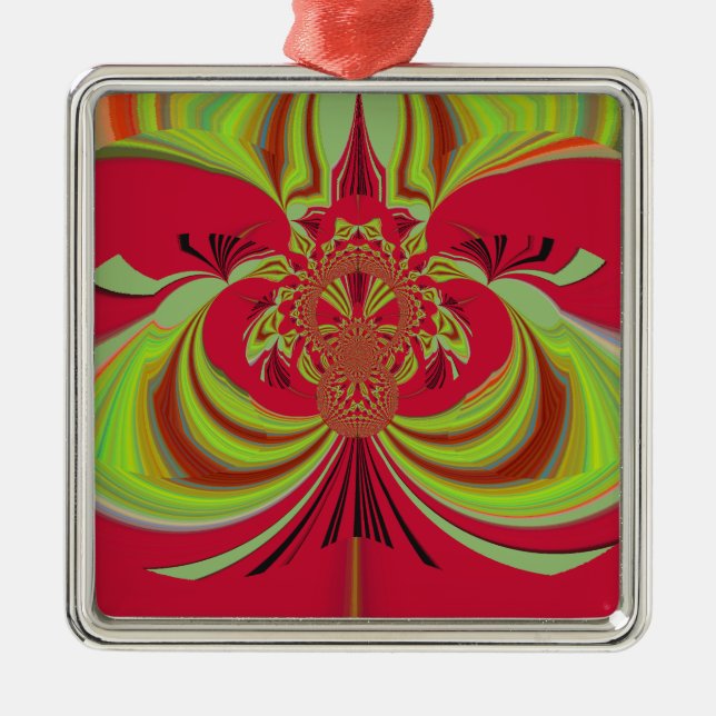 Hakuna Matata red yellow design Metal Ornament (Front)