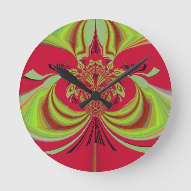 Hakuna Matata red yellow design Round Clock (Front)