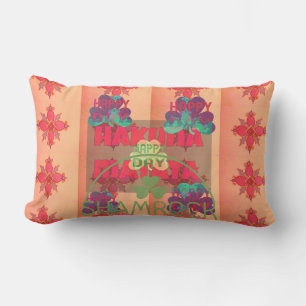Hakuna Matata Shamrock young sprig of clover Text Lumbar Pillow