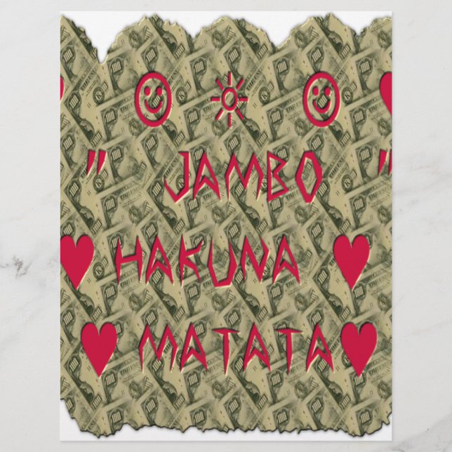 Hakuna Matata Talk Money Art Print Design Letterhead (Front)