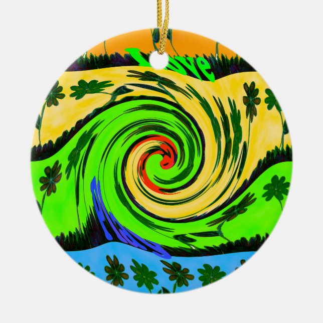 Hakuna Matata Tsunami Love Wave Colours.png Ceramic Ornament (Front)