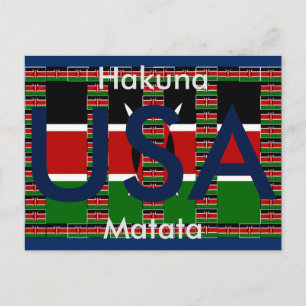 Hakuna Matata USA Kenya Rouge noir vert Carte post