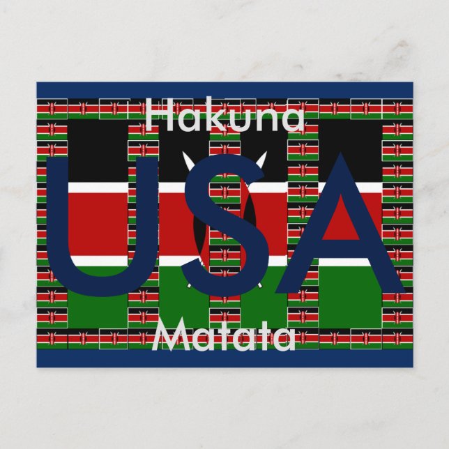 Hakuna Matata USA Kenya Rouge noir vert Carte post (Devant)