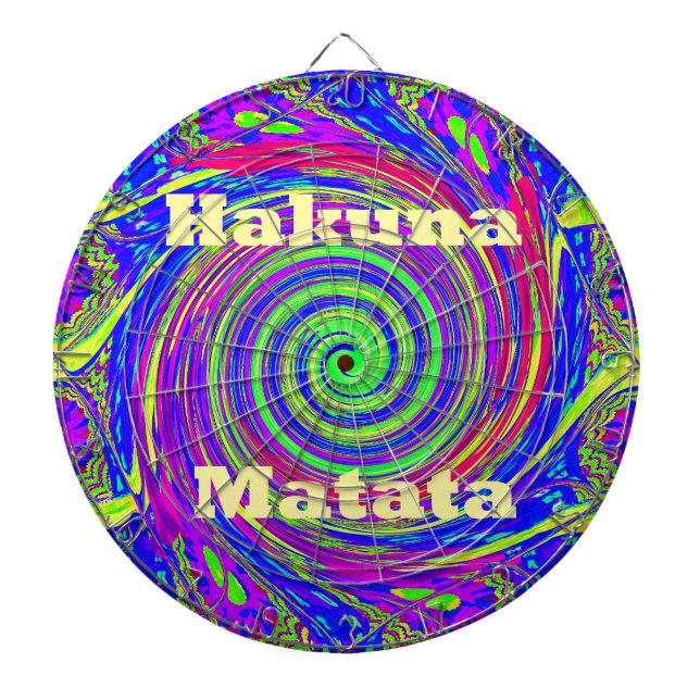 Hakuna Matata – Whirl Design with Vibrant Colours Dartboard (Front)