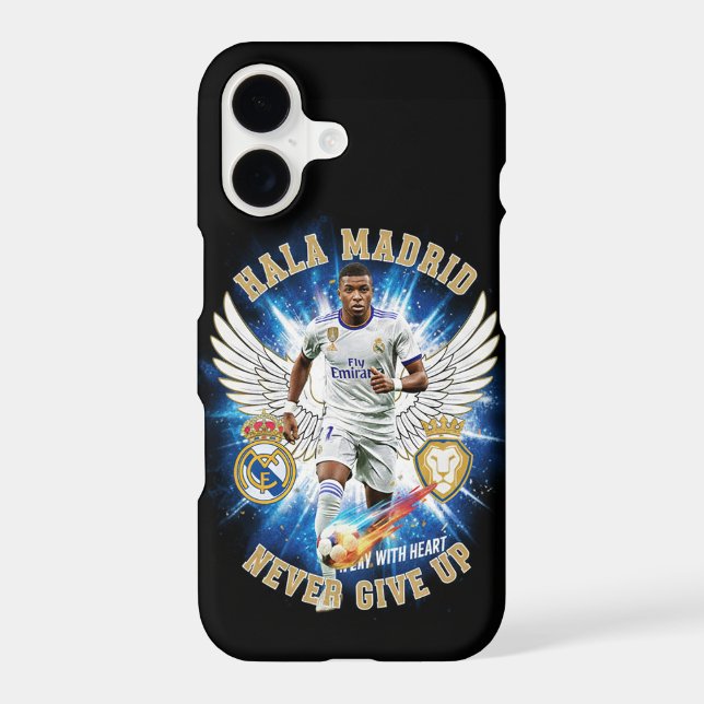 Hala Madrid Never Give Up Black iPhone 17 Case (Verso)