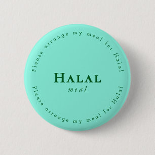 Halal meal Request Badge, Light green, Dark green 2 Inch Round Button
