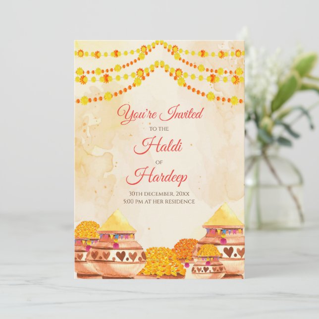 Haldi invites & Haldi invitations Holud invitation (Standing Front)