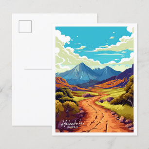 Haleakala Hawaii travel Vintage illustration Postcard