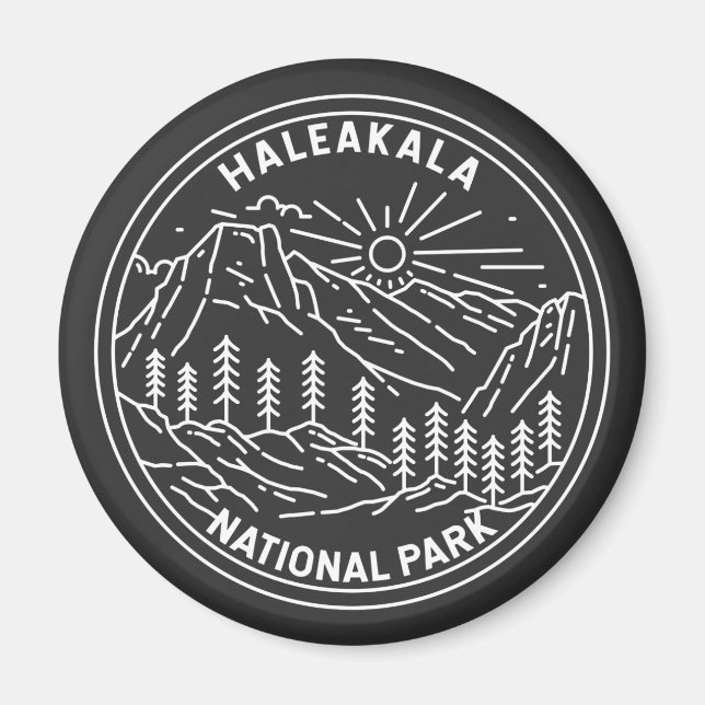 Haleakala National Park Hawaii Vintage Monoline Magnet (Front)