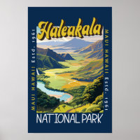 Haleakala National Park Illustration Distressed