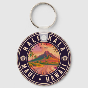 Haleakala National Park Maui Road Volcano Vintage Keychain