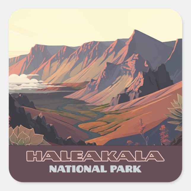 Haleakala National Park Maui Volcano Crater Square Sticker (Front)