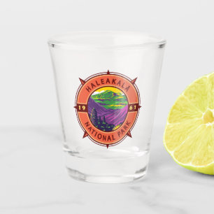 Haleakala National Park Retro Compass Emblem  Shot Glass