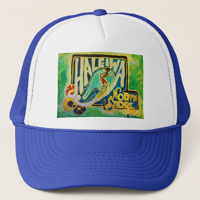 Haleiwa Hawaii Hula Aloha Trucker Hat Oahu (Front)