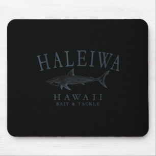 Haleiwa hawaii shark retro slate art fishing tank mouse pad