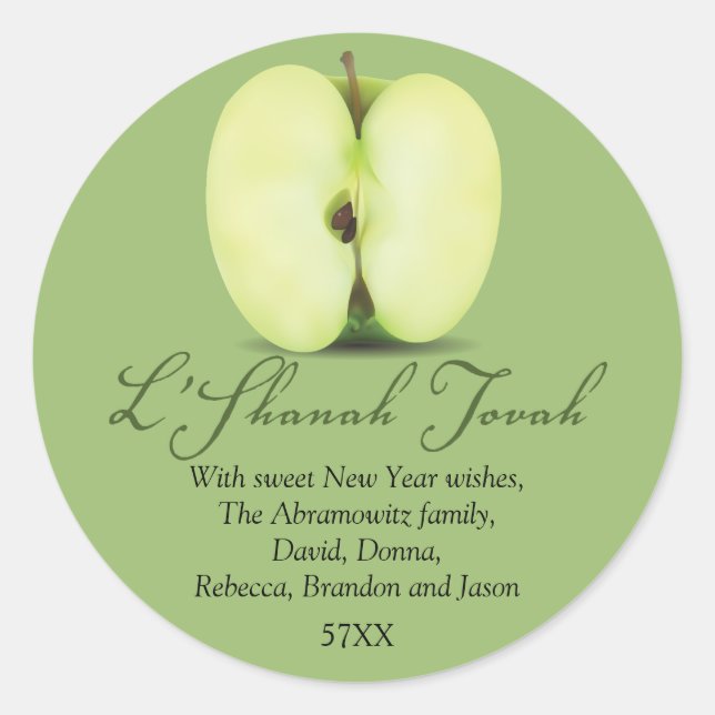 Half a Green Apple Rosh Hashanah Classic Round Sticker (Front)
