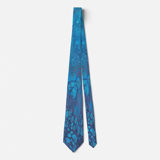 Half a Love 2 Abstract Cool Ice Blue Tie (Front)