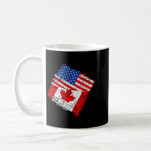 Half Aamerican And Canadian Usa Maple Leaf Flag Coffee Mug