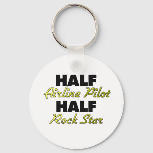 Half Airline Pilot Half Rock Star Keychain