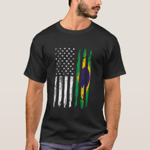 Half American And Brazilian America Brazil Flag Br T-Shirt