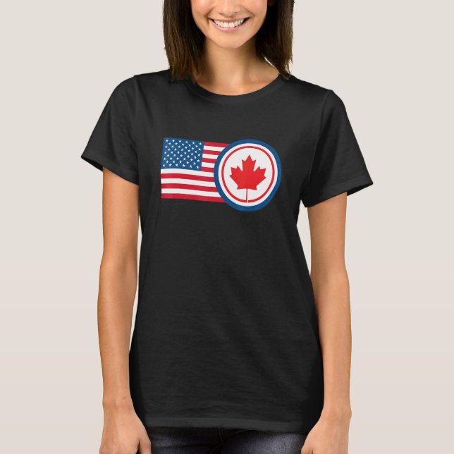 Half American Canadian Roots Canada T-Shirt (Front)