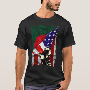 Half American Flag Bengali ROOTS USA Flag Banglade T-Shirt