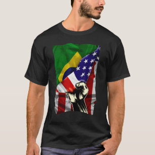 Half American Flag Brazilian ROOTS USA Flag Brazil T-Shirt