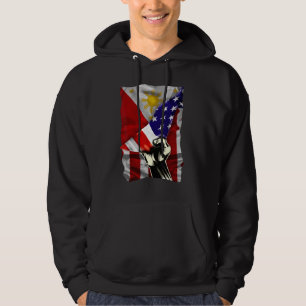 Half American Flag Filipino ROOTS USA Flag Philipp Hoodie