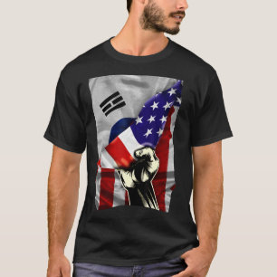 Half American Flag Korean ROOTS USA Flag South Kor T-Shirt