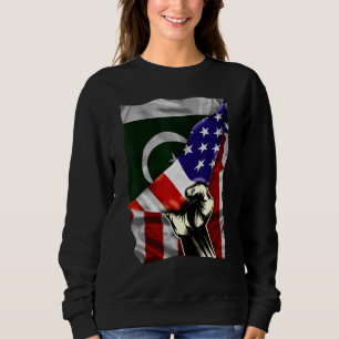 Half American Flag Pakistani ROOTS USA Flag Pakist Sweatshirt