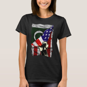 Half American Flag Pakistani ROOTS USA Flag Pakist T-Shirt